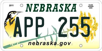 NE license plate APP255