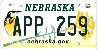 NE license plate APP259
