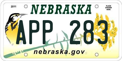 NE license plate APP283