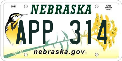 NE license plate APP314