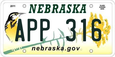 NE license plate APP316