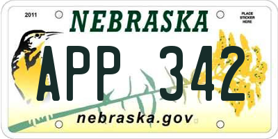 NE license plate APP342