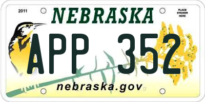 NE license plate APP352