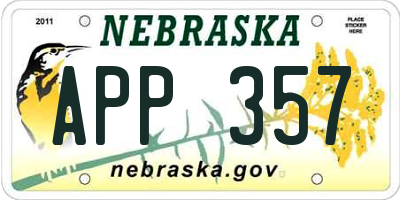 NE license plate APP357