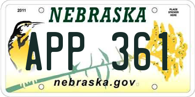 NE license plate APP361