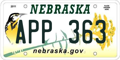 NE license plate APP363