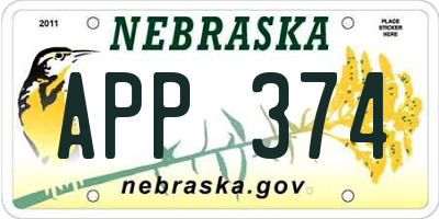 NE license plate APP374
