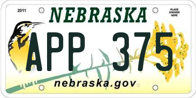 NE license plate APP375