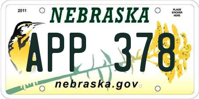 NE license plate APP378