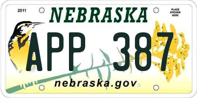 NE license plate APP387