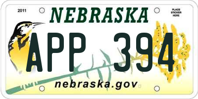 NE license plate APP394