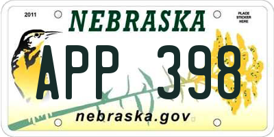 NE license plate APP398