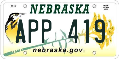 NE license plate APP419