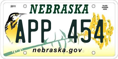 NE license plate APP454