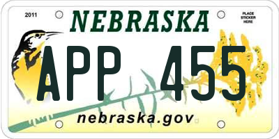NE license plate APP455