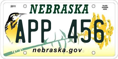 NE license plate APP456