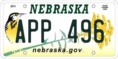 NE license plate APP496