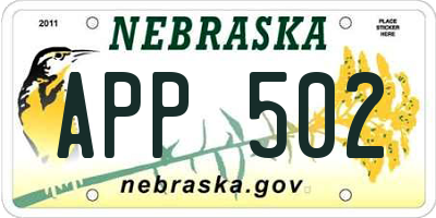 NE license plate APP502