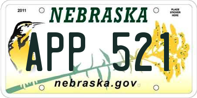 NE license plate APP521