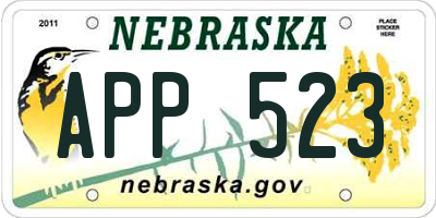 NE license plate APP523