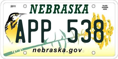 NE license plate APP538