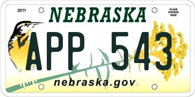 NE license plate APP543