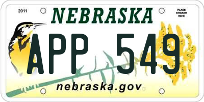 NE license plate APP549