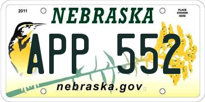 NE license plate APP552