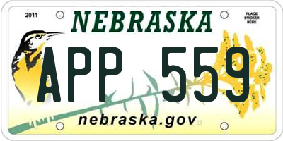 NE license plate APP559