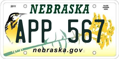 NE license plate APP567