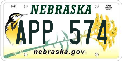 NE license plate APP574