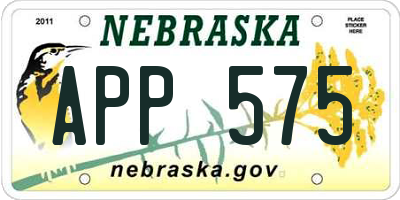 NE license plate APP575