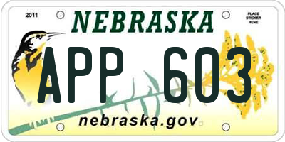 NE license plate APP603