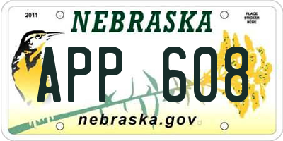 NE license plate APP608