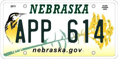 NE license plate APP614