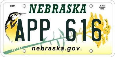 NE license plate APP616