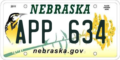 NE license plate APP634