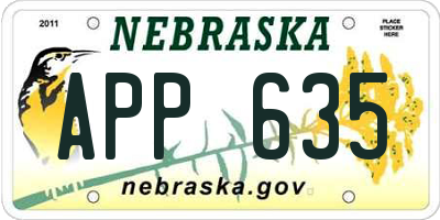 NE license plate APP635