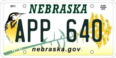 NE license plate APP640