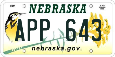 NE license plate APP643