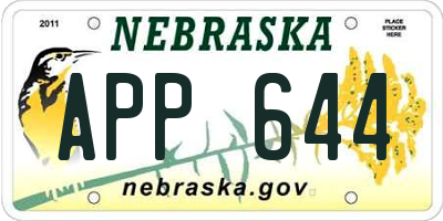 NE license plate APP644