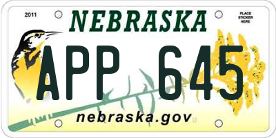 NE license plate APP645