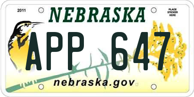NE license plate APP647