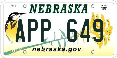 NE license plate APP649