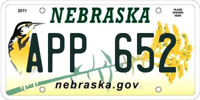 NE license plate APP652