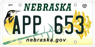 NE license plate APP653