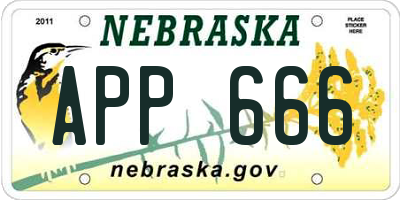 NE license plate APP666