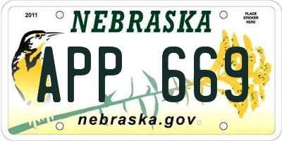 NE license plate APP669