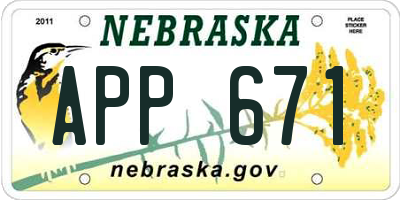 NE license plate APP671