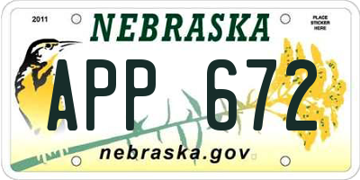NE license plate APP672
